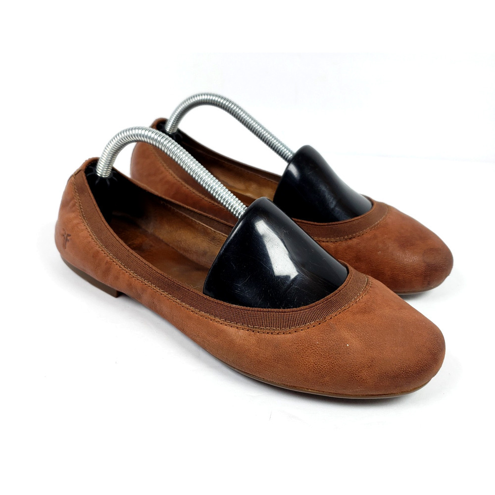 Frye Carson Womens Size 8 Brown Leather Slip On Casual Ballet Flats Shoes